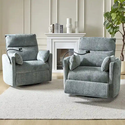 Barry Modern 38 Power Rocking Swivel Nursery Recliner with USB Ports Set of 2 by HULALA HOME