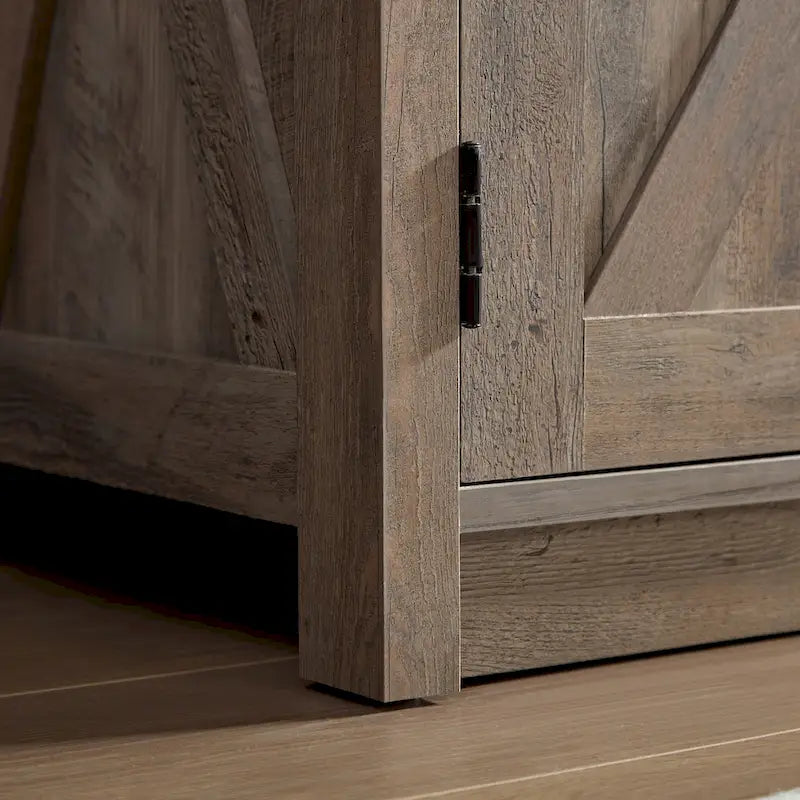 Farmhouse Barn door TV Media Stand Entertainment Console for TV Up to 65 with Open and Closed Storage Space