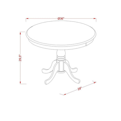 East West Furniture Antique Modern Kitchen Table - a Round Dining Table Top with Pedestal Base, Linen White