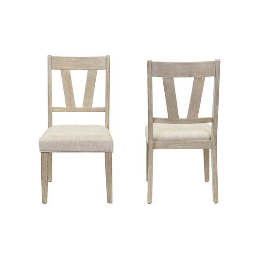 Two Wood Modern Farmhouse Kitchen Table Chairs, Dining Seats, Brown