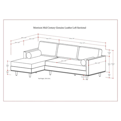 WYNDENHALL Brixley Mid Century 102 inch Wide Left Sofa Sectional