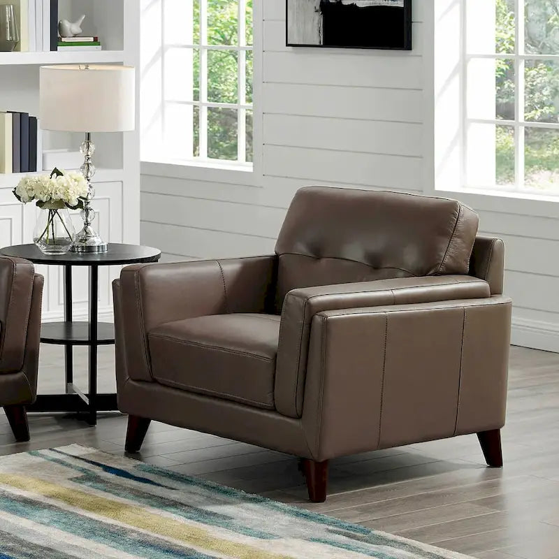 Hydeline Huntington Top Grain Leather Chair with Memory Foam and Springs