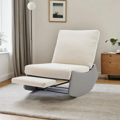 Modern Rocking Chair Recliner, Comfy Rocker Nursery Chair with Footrest, Accent Reading Chair, Upholstered Lounge Chair