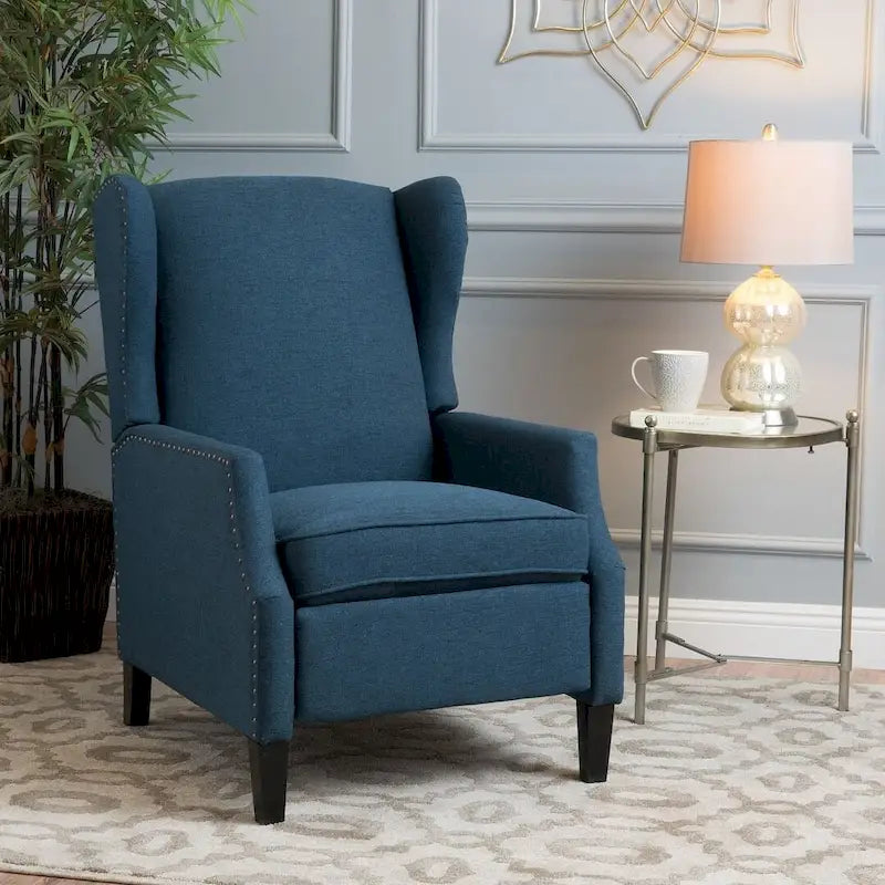 Traditional Fabric Recliner Chairs with Studded Border by Christopher Knight Home