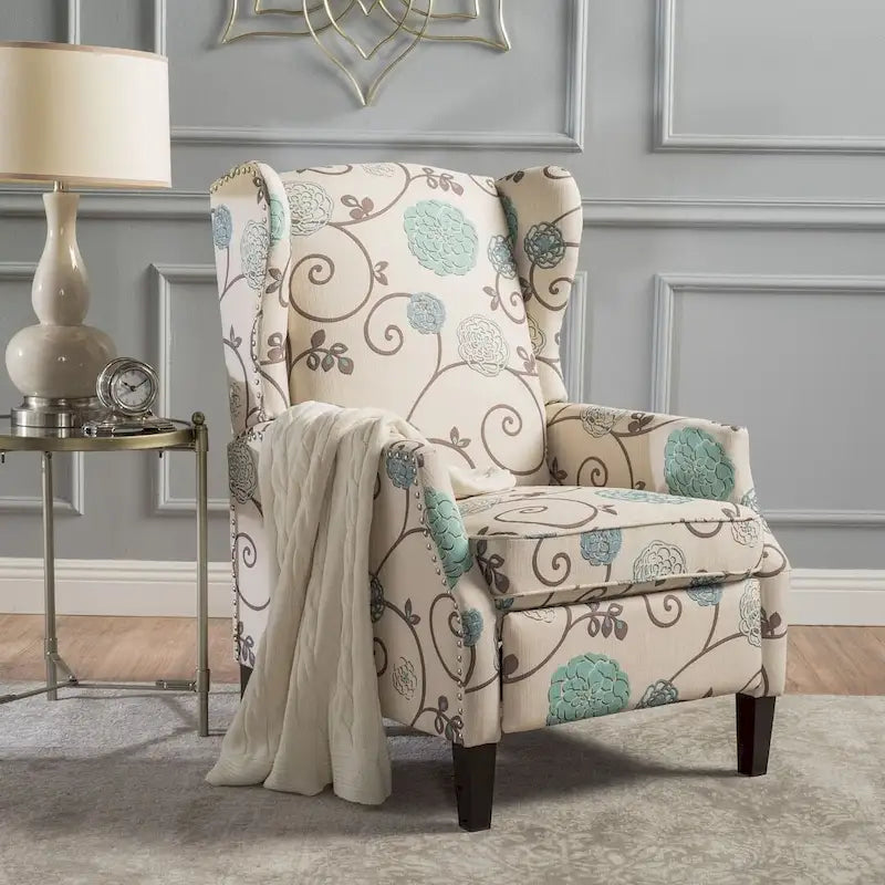 Traditional Fabric Recliner Chairs with Studded Border by Christopher Knight Home