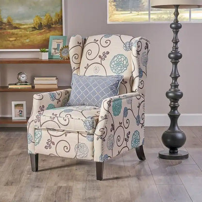Traditional Fabric Recliner Chairs with Studded Border by Christopher Knight Home