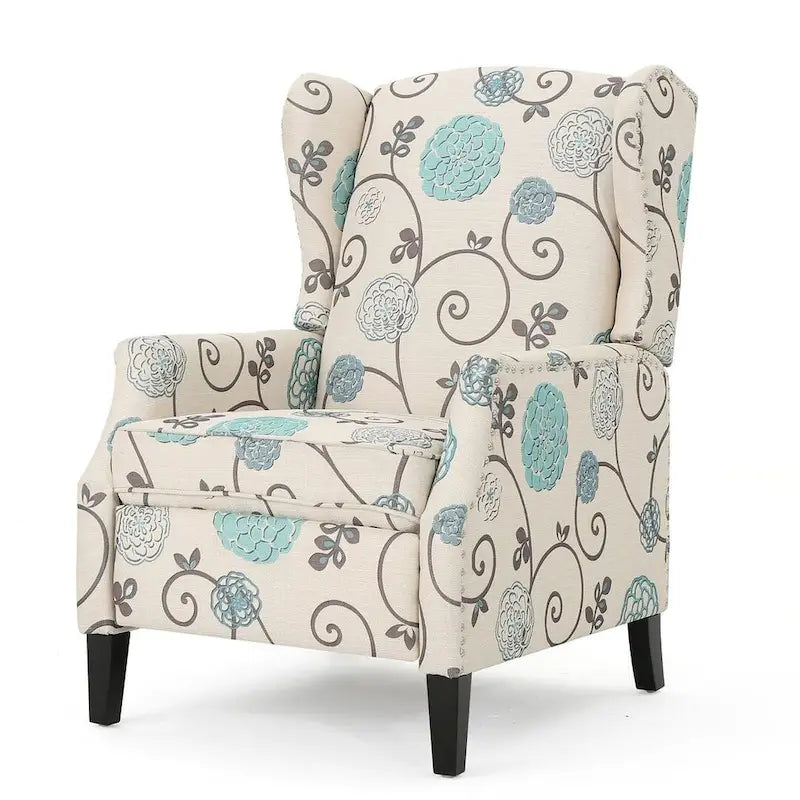 Traditional Fabric Recliner Chairs with Studded Border by Christopher Knight Home
