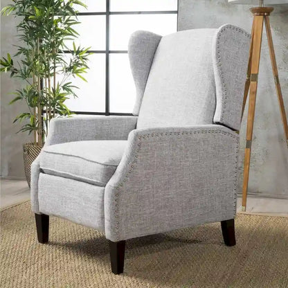 Traditional Fabric Recliner Chairs with Studded Border by Christopher Knight Home