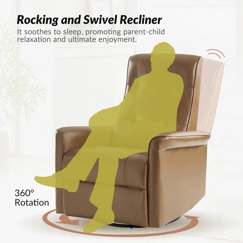 Valentin Modern Faux Leather Swivel Power Recliner with USB Ports by HULALA HOME