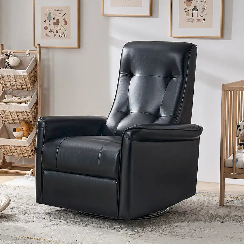 Valentin Modern Faux Leather Swivel Power Recliner with USB Ports by HULALA HOME