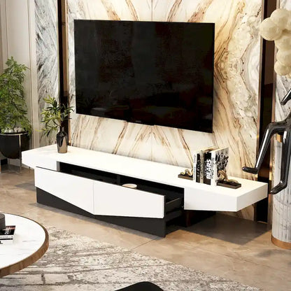 Black&White color scheme TV Cabinet,Entertainment center with 2Drawers - 78.7W