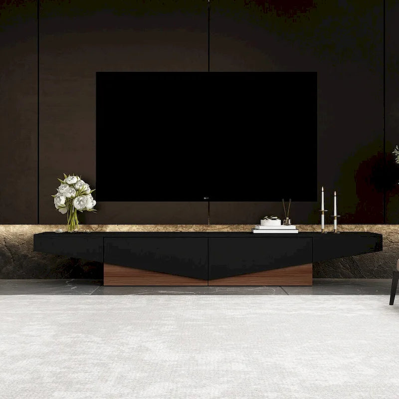 Black&White color scheme TV Cabinet,Entertainment center with 2Drawers - 78.7W