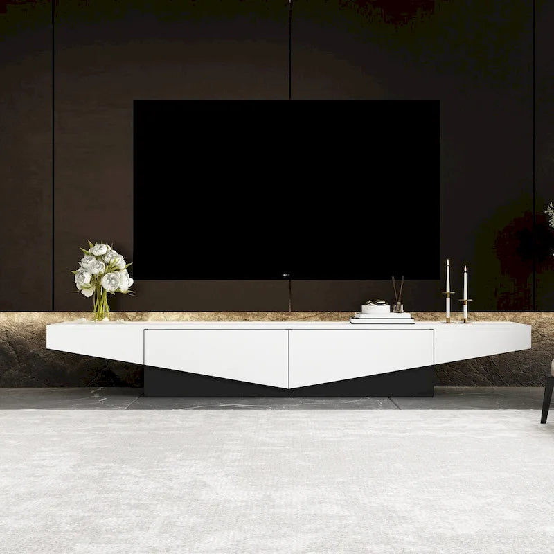 Black&White color scheme TV Cabinet,Entertainment center with 2Drawers - 78.7W