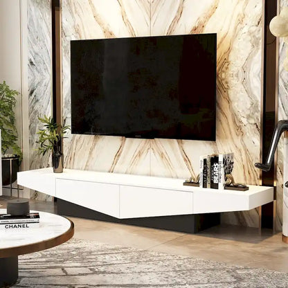 Black&White color scheme TV Cabinet,Entertainment center with 2Drawers - 78.7W