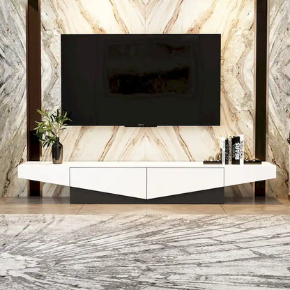 Black&White color scheme TV Cabinet,Entertainment center with 2Drawers - 78.7W