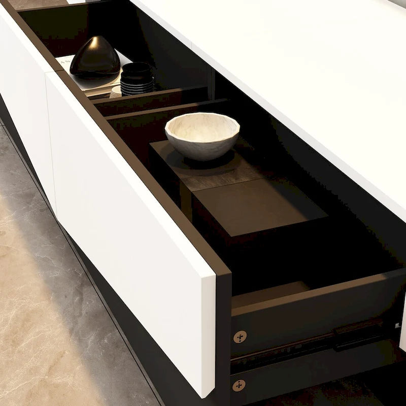 Black&White color scheme TV Cabinet,Entertainment center with 2Drawers - 78.7W