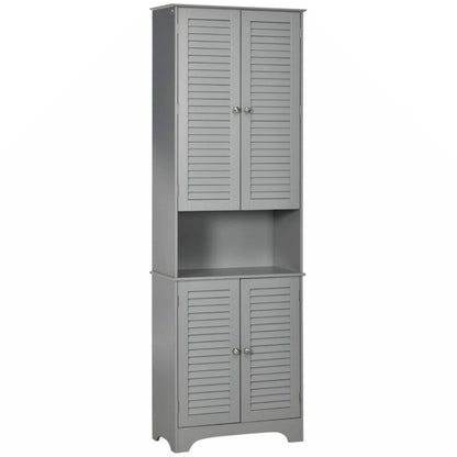 Freestanding Bathroom Linen Cabinet with 2 Cabinets and Countertop, Bathroom Floor Cabinet