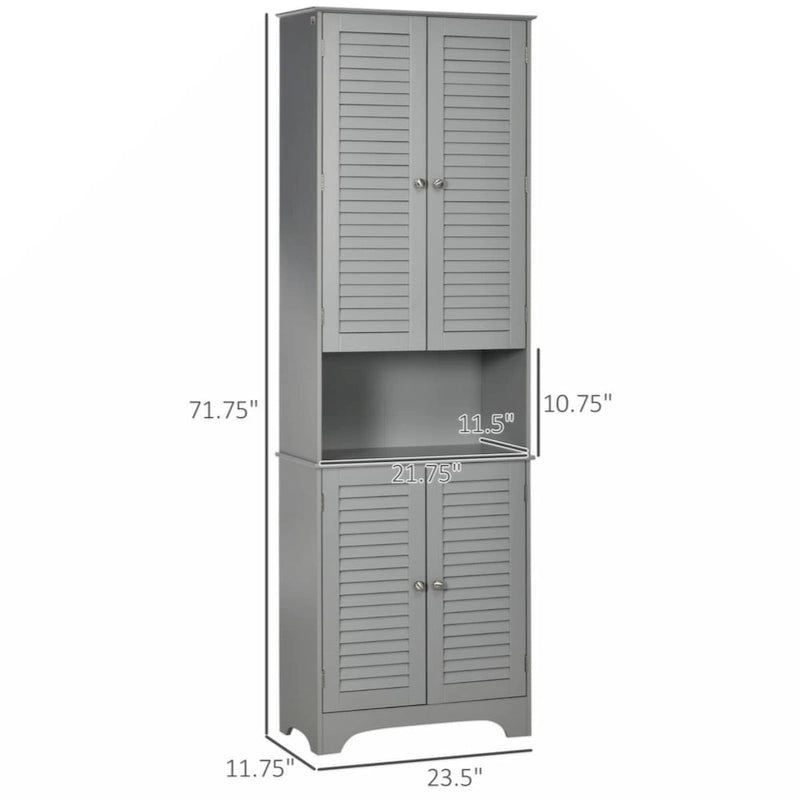 Freestanding Bathroom Linen Cabinet with 2 Cabinets and Countertop, Bathroom Floor Cabinet