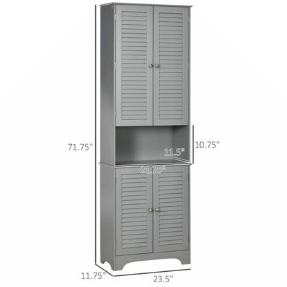 Freestanding Bathroom Linen Cabinet with 2 Cabinets and Countertop, Bathroom Floor Cabinet