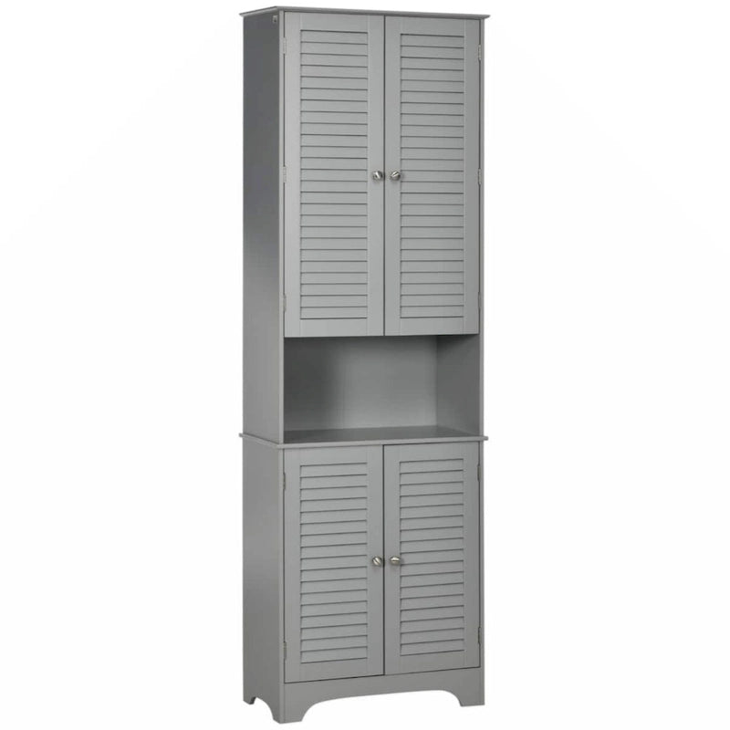 Freestanding Bathroom Linen Cabinet with 2 Cabinets and Countertop, Bathroom Floor Cabinet