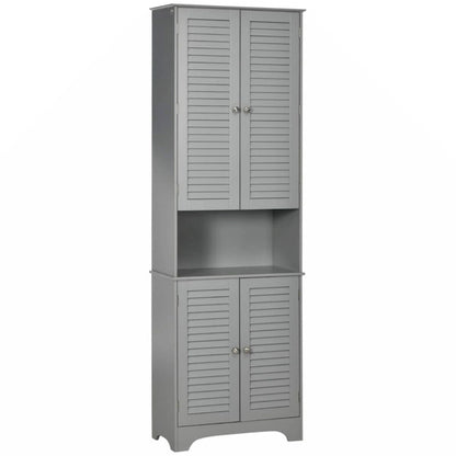 Freestanding Bathroom Linen Cabinet with 2 Cabinets and Countertop, Bathroom Floor Cabinet