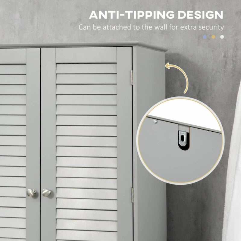 Freestanding Bathroom Linen Cabinet with 2 Cabinets and Countertop, Bathroom Floor Cabinet