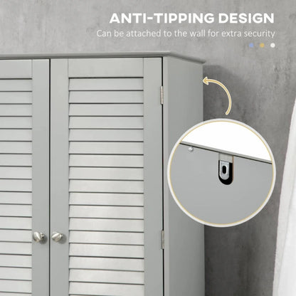 Freestanding Bathroom Linen Cabinet with 2 Cabinets and Countertop, Bathroom Floor Cabinet