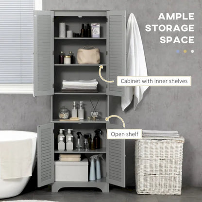 Freestanding Bathroom Linen Cabinet with 2 Cabinets and Countertop, Bathroom Floor Cabinet