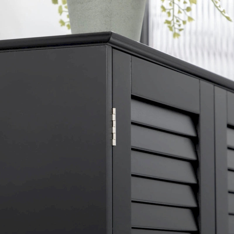 Freestanding Bathroom Linen Cabinet with 2 Cabinets and Countertop, Bathroom Floor Cabinet