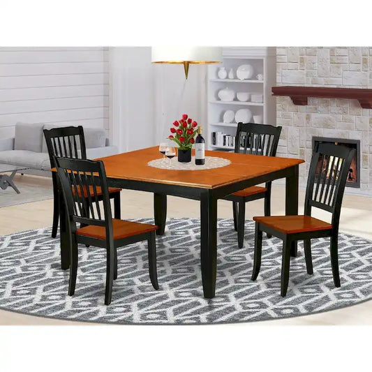 East West Furniture Kitchen Table Set Includes a Square Dining Table with Butterfly Leaf and Dining Chairs (Pieces Options)