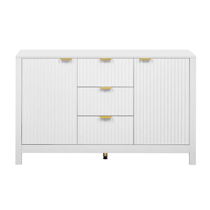 Modern Wave-Design Entryway Cabinet with 3 Adjustable Shelves 2Doors Storage Console Table with3 Drawers