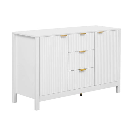 Modern Wave-Design Entryway Cabinet with 3 Adjustable Shelves 2Doors Storage Console Table with3 Drawers