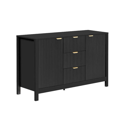 Modern Wave-Design Entryway Cabinet with 3 Adjustable Shelves 2Doors Storage Console Table with3 Drawers