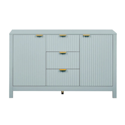 Modern Wave-Design Entryway Cabinet with 3 Adjustable Shelves 2Doors Storage Console Table with3 Drawers