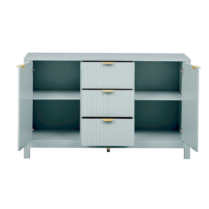Modern Wave-Design Entryway Cabinet with 3 Adjustable Shelves 2Doors Storage Console Table with3 Drawers