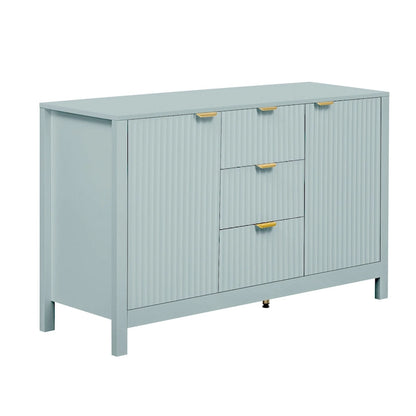 Modern Wave-Design Entryway Cabinet with 3 Adjustable Shelves 2Doors Storage Console Table with3 Drawers