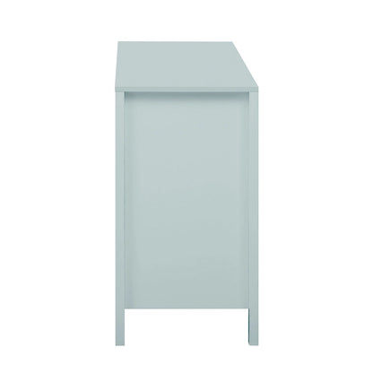Modern Wave-Design Entryway Cabinet with 3 Adjustable Shelves 2Doors Storage Console Table with3 Drawers