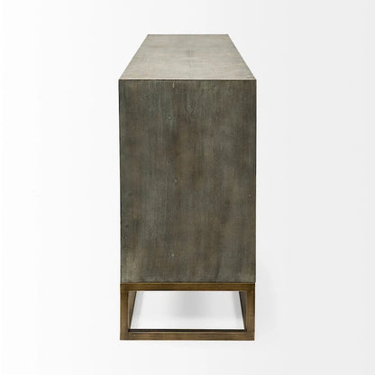 Genevieve II Gray Fir Veneer w/Gold Metal Frame Base 9 Drawer Sideboard