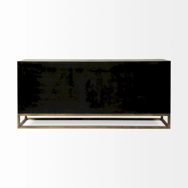 Genevieve II Gray Fir Veneer w/Gold Metal Frame Base 9 Drawer Sideboard