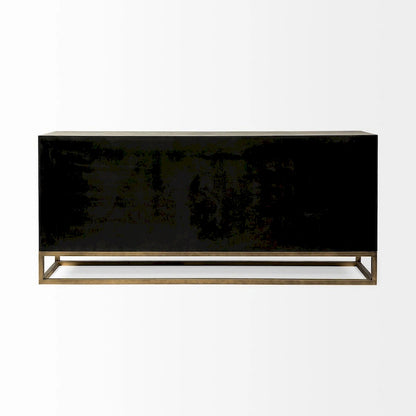 Genevieve II Gray Fir Veneer w/Gold Metal Frame Base 9 Drawer Sideboard