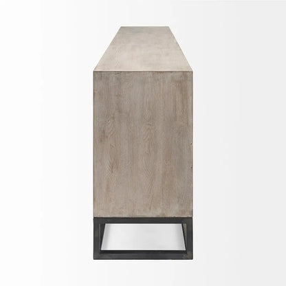 Genevieve II Gray Fir Veneer w/Gold Metal Frame Base 9 Drawer Sideboard