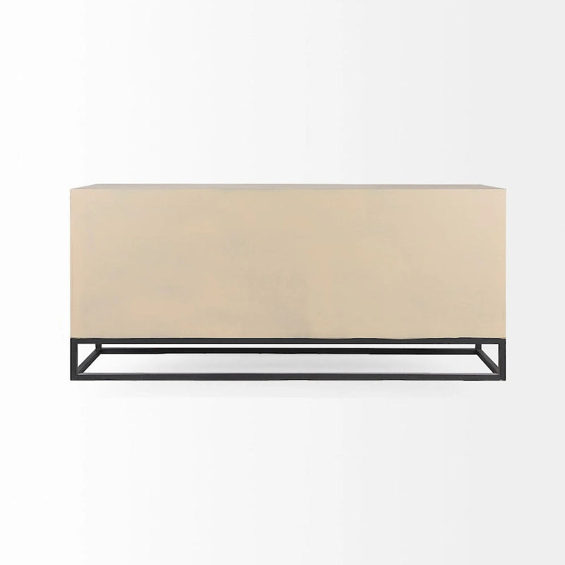 Genevieve II Gray Fir Veneer w/Gold Metal Frame Base 9 Drawer Sideboard