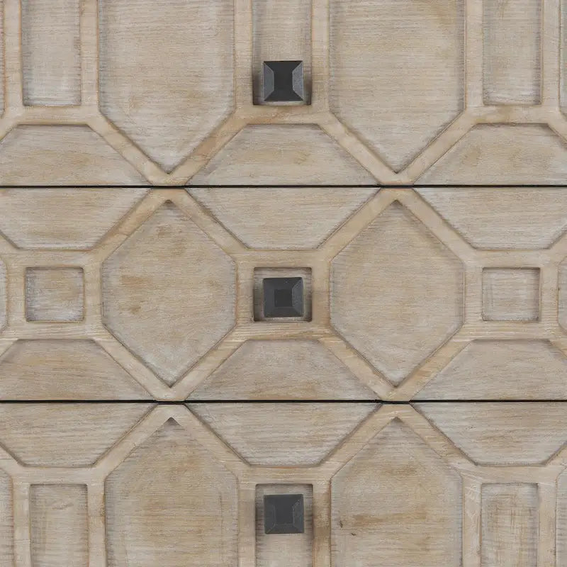 Genevieve II Gray Fir Veneer w/Gold Metal Frame Base 9 Drawer Sideboard