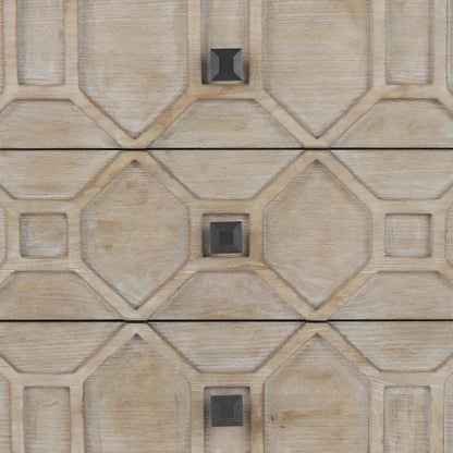 Genevieve II Gray Fir Veneer w/Gold Metal Frame Base 9 Drawer Sideboard