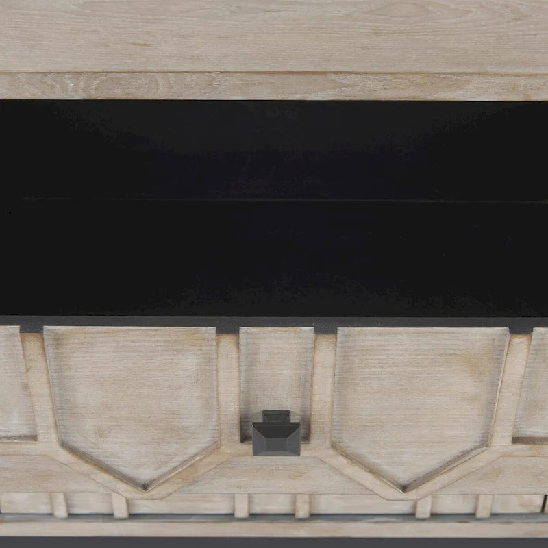 Genevieve II Gray Fir Veneer w/Gold Metal Frame Base 9 Drawer Sideboard