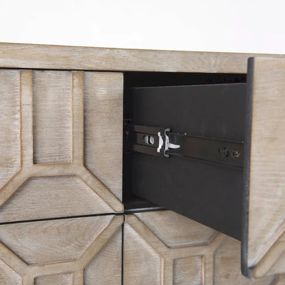 Genevieve II Gray Fir Veneer w/Gold Metal Frame Base 9 Drawer Sideboard