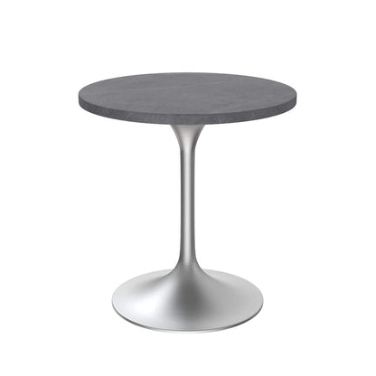 LeisureMod Verve 27 Round Dining Table with Stone TableTop and Brushed Chrome Base for Kitchen & Dining Room