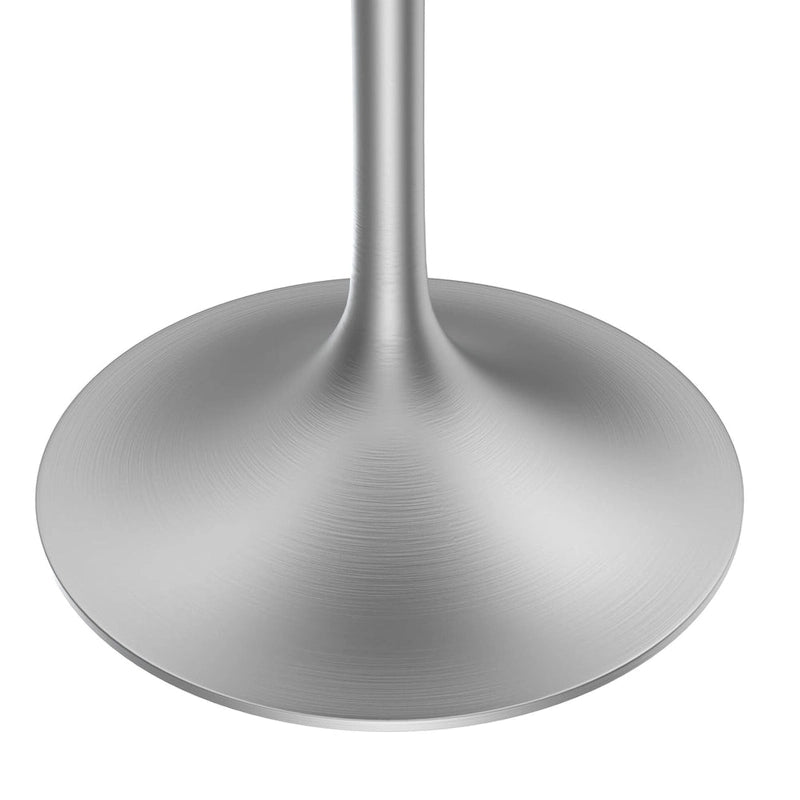 LeisureMod Verve 27 Round Dining Table with Stone TableTop and Brushed Chrome Base for Kitchen & Dining Room