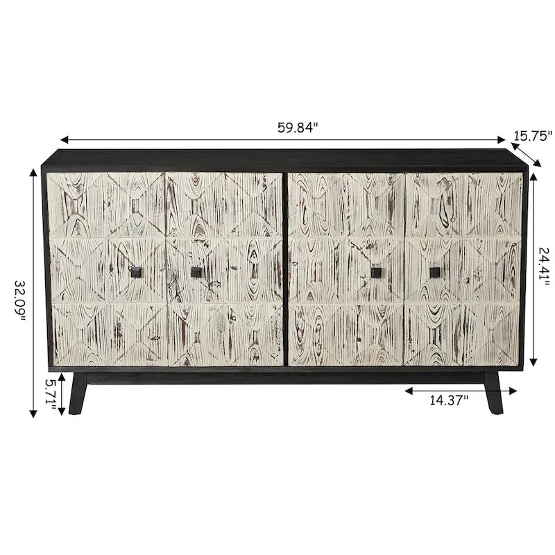 59.84 4 Doors Vintage Sideboard