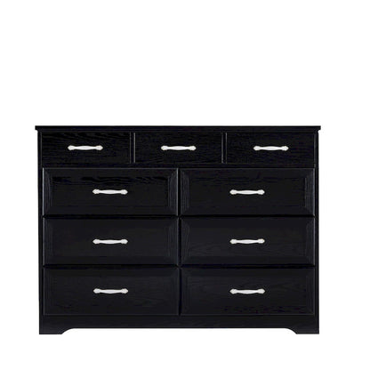Bedroom dresser, 9 drawer long dresser with antique handles, wood chest of drawers for kids room, living room, entry and hallway